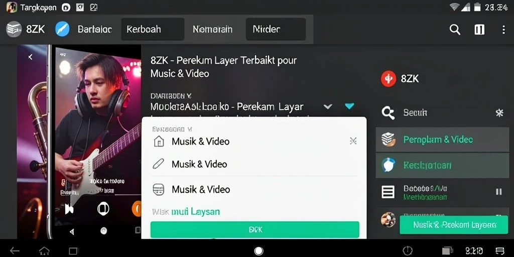Tampilan antarmuka aplikasi 8ZK untuk perekaman layar.