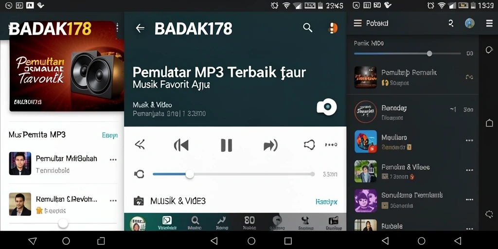 Antarmuka sederhana dan menarik dari aplikasi Pemutar MP3 BADAK178.