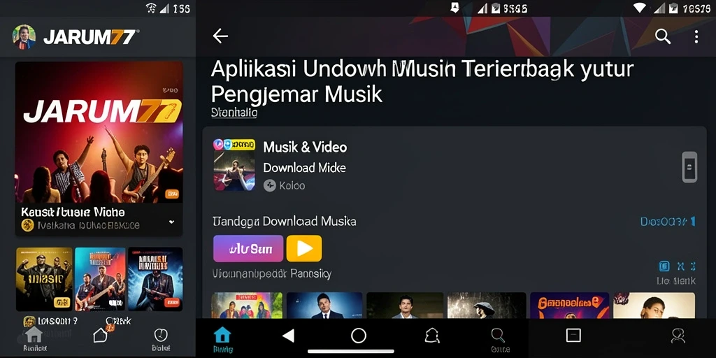 Antarmuka JARUM77 saat mengunduh lagu favorit.