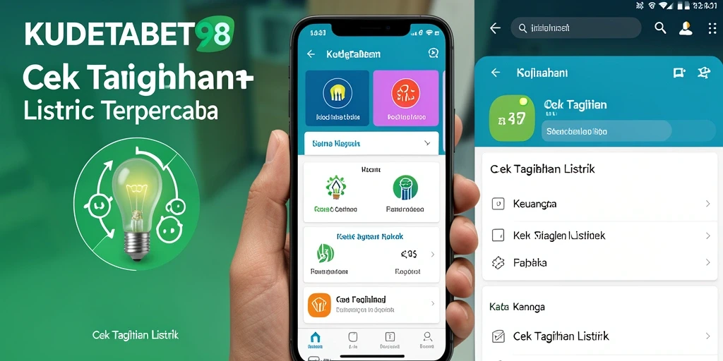 Tampilan antarmuka aplikasi KUDETABET98 untuk cek tagihan listrik.