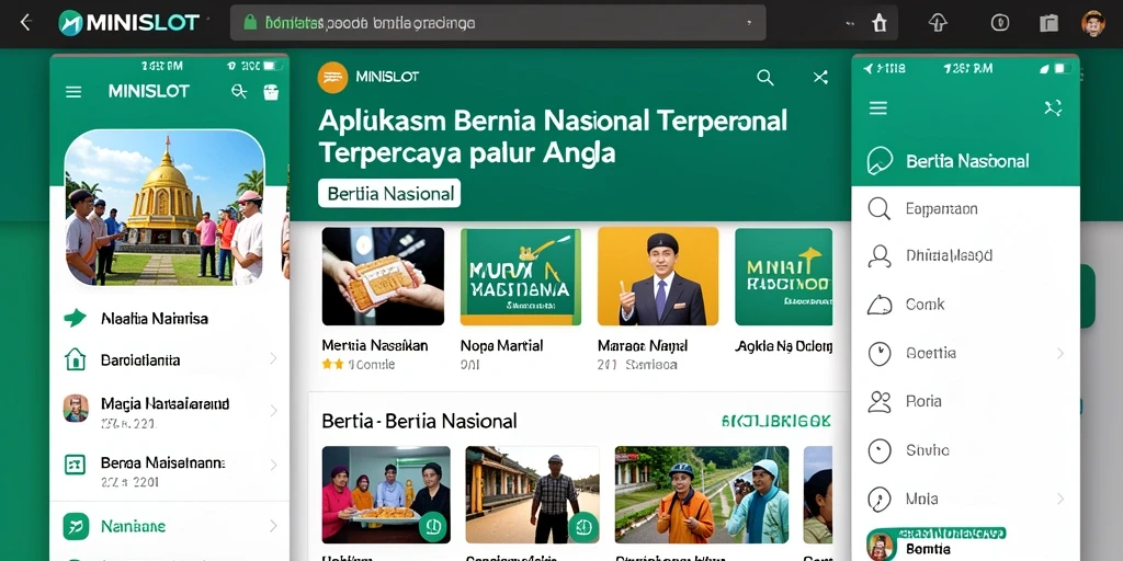Tampilan antarmuka aplikasi MINISLOT untuk berita nasional.