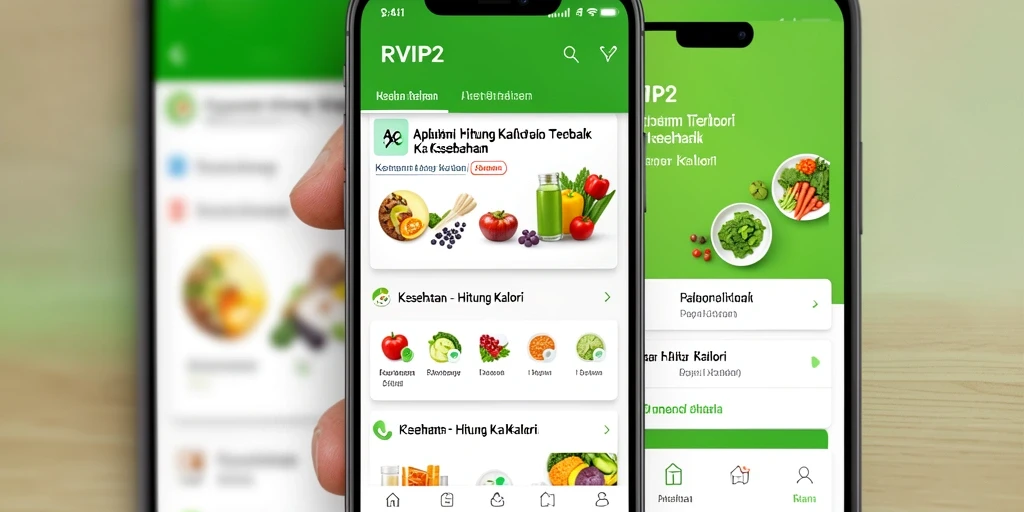 Antarmuka aplikasi RVIP2 yang mudah digunakan untuk menghitung kalori.